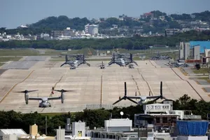 Máy bay Osprey tại căn cứ Hải quân Futenma của Mỹ ở tỉnh Okinawa, Nhật vào năm 2018. Ảnh: REUTERS