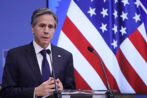 Ngoại trưởng Mỹ Antony Blinken trong một cuộc họp báo ở thủ đô Washington DC hồi tháng 2. Ảnh: CNN