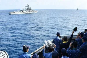 Cuộc tập trận chung của hải quân Ấn Độ và Nhật Bản. Ảnh: TWITTER