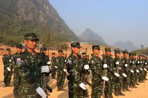 Các tay súng thuộc Liên minh Quốc gia Karen - nhóm nổi dậy lâu đời nhất Myanmar. Ảnh: AFP