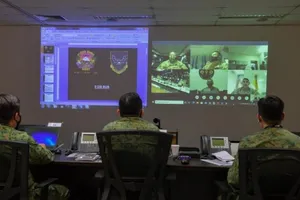 Quân đội Mỹ, Singapore hoàn thành tập trận chung trực tuyến. Ảnh: MINDEF