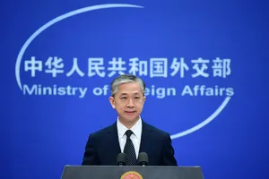 Người phát ngôn Bộ Ngoại giao Trung Quốc Uông Văn Bân. Ảnh: CGTN