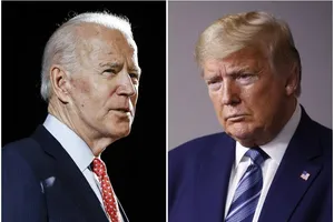 Tổng thống Mỹ Joe Biden (trái) và người tiền nhiệm Donald Trump (phải). Ảnh: AP