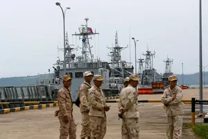 Binh sĩ Campuchia tại quân cảng Ream. Ảnh: REUTERS chụp năm 2019