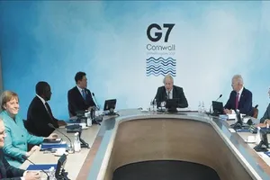 Lãnh đạo G7 trong phiên hội đàm ngày 13-6 của thượng đỉnh ở hạt Cornwall, Anh: REUTERS