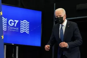 Tổng thống Mỹ Joe Biden tại Hội nghị thượng đỉnh G7 (diễn đàn bảy Đại cường quốc công nghiệp phát triển trên thế giới) diễn ra hôm 13-6.