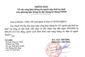 ‘Điểm mặt’ 8 doanh nghiệp nợ thuế trên chục tỉ ở Cần Thơ