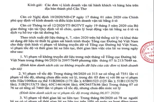 Cần Thơ: Vi phạm tốc độ, 6 phương tiện bị thu hồi phù hiệu 