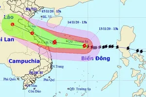 Bão số 13 đang tiến nhanh về vùng biển Quảng Bình - Quảng Ngãi