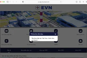 Người dân cần cảnh giác với trang web giả mạo EVN