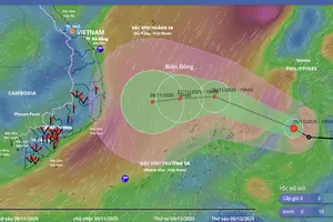 Bão số 15 đã vào biển Đông 