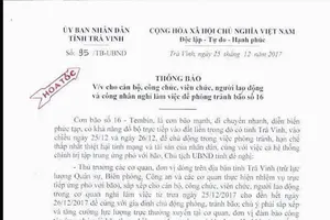 Trà Vinh: Người lao động được nghỉ làm để tránh bão