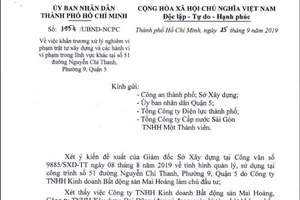 TP.HCM chỉ đạo xử lý một tòa nhà xây lố 5 tầng ở quận 5