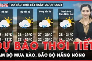 Dự báo thời tiết 20-6: Nam bộ mưa rào, Bắc bộ nắng nóng 