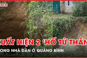 Xuất hiện 2 hố sụt lún trong vườn nhà dân sau tiếng nổ đinh tai ở Quảng Bình
