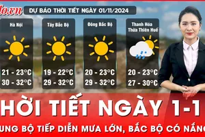 Dự báo thời tiết 1-11: Trung Bộ tiếp diễn mưa lớn, Bắc Bộ và Nam Bộ trời nắng 