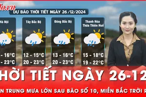 Dự báo thời tiết ngày 26-12: Miền Trung tiếp tục mưa lớn sau bão số 10, miền Bắc trời rét vào sáng sớm