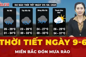 Dự báo thời tiết ngày 9-6: Miền Bắc có mưa rào tập trung vào chiều tối và đêm