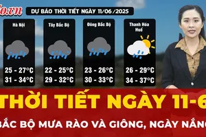 Dự báo thời tiết ngày 11-6: Hà Nội ngày nắng, có mưa rào và giông vài nơi