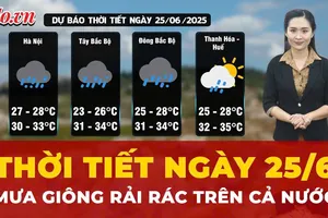 Dự báo thời tiết ngày 25-6: Mưa giông xuất hiện tại nhiều tỉnh, thành trên cả nước