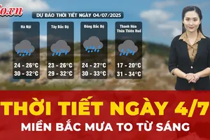 Dự báo thời tiết ngày 4-7: Miền Bắc mưa to tập trung vào chiều tối, đêm và sáng