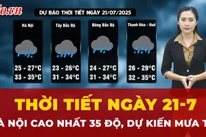 Dự báo thời tiết ngày 21-7: Miền Bắc mưa to cục bộ, Hà Nội cao nhất 35 độ