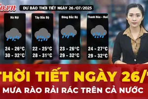 Dự báo thời tiết ngày 26-7: Mưa rào rải rác tại nhiều khu vực trên cả nước, cảnh báo lũ quét, sạt lở đất
