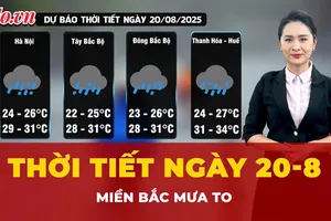 Dự báo thời tiết ngày 20-8: Miền Bắc mưa to đến rất to