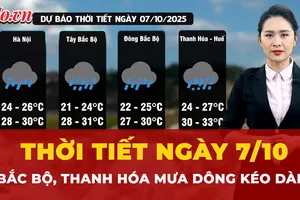 Dự báo thời tiết ngày 7-10: Bắc Bộ, Thanh Hóa mưa dông kéo dài, đề phòng mưa rất to cục bộ