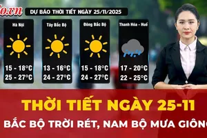 Dự báo thời tiết ngày 25-11: Bắc Bộ trời rét, Nam Bộ mưa giông rải rác 