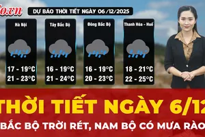 Dự báo thời tiết 6-12: Bắc Bộ trời rét, Nam Bộ có mưa rào và giông vài nơi