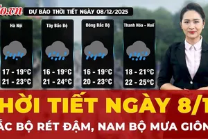 Dự báo thời tiết ngày 8-12: Bắc Bộ rét đậm, Nam Bộ mưa giông 