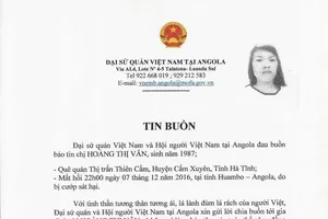Nữ lao động người Việt tử vong ở Angola do bị cướp đốt