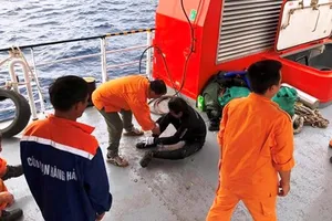 Đưa hai thi thể ngư dân gần nơi tàu cá bị đâm chìm vào bờ 