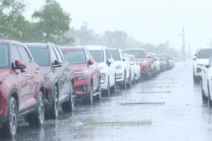 Tránh bão số 10, nhiều người dân ở Nghệ An đưa ô tô ra đỗ bên đường