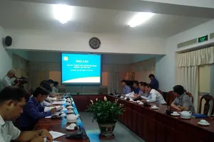 Lãnh đạo Cần Thơ nghe và xem phía Vietnam Airline trình bày báo cáo về dự án trung tâm Logictics - ảnh CẨM GIANG