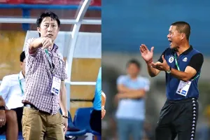 Sau HLV Chu Đình Nghiêm (phải) bị sa thải là đến HLV Nguyễn Thành Công. Ảnh: NGỌC DUNG