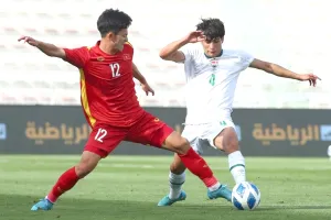 U-23 Việt Nam trong trận hòa U-23 Iraq. Ảnh: GETTY IMAGES 