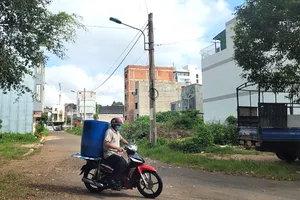 Vị trí sáu lô đất thuộc quy hoạch đường Tôn Đức Thắng. Ảnh: V.LONG