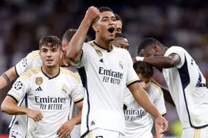 Bellingham với cú đúp vào lưới Barcelona. Ảnh: GETTY IMAGES