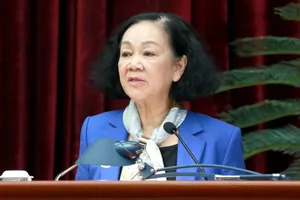 Thường trực Ban Bí thư, Trưởng ban Tổ chức Trung ương Trương Thị Mai phát biểu tại hội nghị. Ảnh: TTXVN