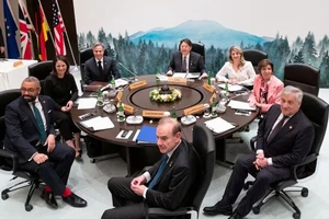 Các ngoại trưởng G7 trong cuộc họp ngày 18-4 tại thị trấn Karuizawa (tỉnh Nagano, Nhật). Ảnh: REUTERS