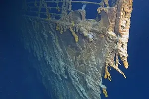 Ảnh mũi tàu Titanic được chụp trong chuyến thám hiểm vào năm 2019. Ảnh: ATLANTIC PRODUCTIONS