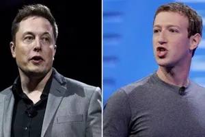 Ông chủ Twitter - Elon Musk (bên trái) và chủ tịch Meta - Mark Zuckerberg. Ảnh: AFP