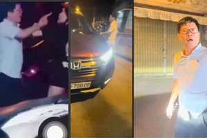 cô gái bị đẩy lên nắp capo