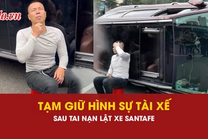 tài xế, biểu hiện lạ, lật xe Santafe