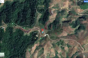 Bản đồ của GoogleMaps tại khu vực Ngã ba Đông Dương thể hiện rừng Việt Nam rất ít