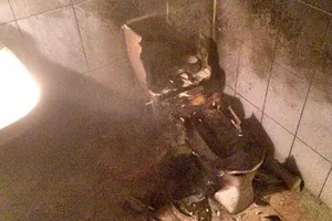 "Thủ tiêu" con gián, người phụ nữ "thổi bay" cả toilet