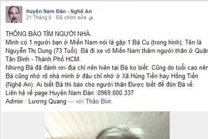 Tìm được người người thân đi lạc giữa Sài Gòn nhờ… facebook