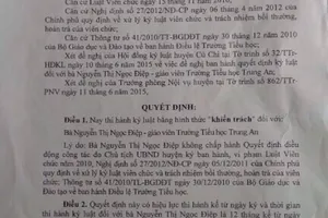 Hai giáo viên không chịu chuyển công tác bị kỷ luật khiển trách